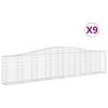 vidaXL Coșuri gabion arcuite 9 buc, 400x30x80/100 cm, fier galvanizat