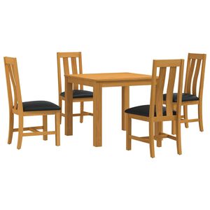 vidaXL Set de dining 5 buc. Negru Lemn de stejar masiv