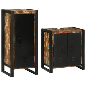 vidaXL Set de mobilier pentru baie cu raft 2 pcs Lemn recuperat solid