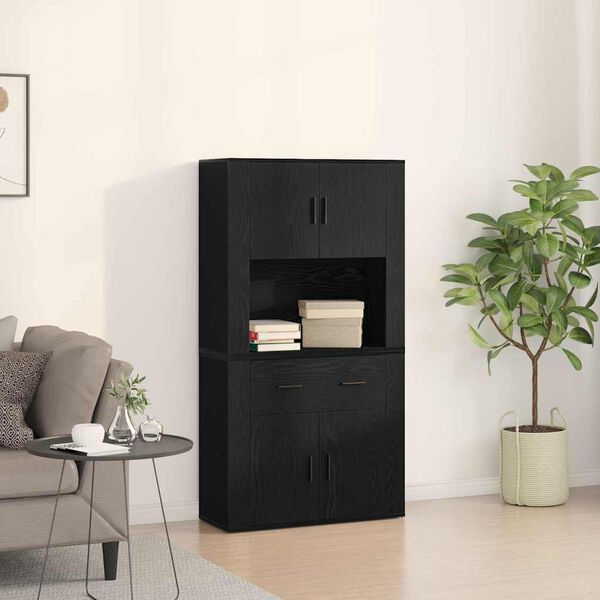 vidaXL Highboard cu sertar Stejar negru 80 x 33 x 150 cm Lemn compozit