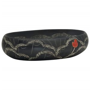 vidaXL Lavoar de blat, negru, 59x40x15 cm, ceramică, oval