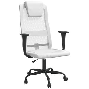 vidaXL Scaun birou reglabil &icirc;n &icirc;nălțime, alb, piele artificială/plasă