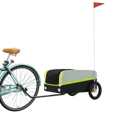 vidaXL Remorcă pentru biciclete, negru și verde, 30 kg, fier