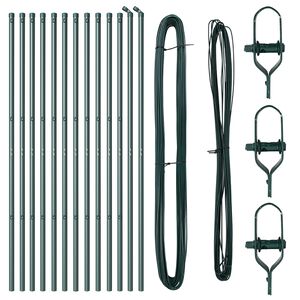 vidaXL Stâlpi de Gard Manual 13 pcs Verde Ø32mm 200 cm Oțel galvanizat