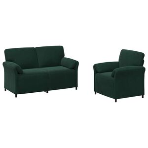 vidaXL Set de canapea 2 buc. Verde &icirc;nchis Catifea