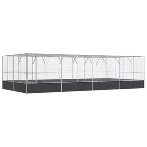 vidaXL Voliera de păsări cu extensie, argintiu, 832x414x212 cm, oțel