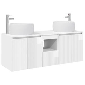 vidaXL Set dulap baie 3 buc. Alb foarte lucios 49,5 x 44,5 x 66 cm