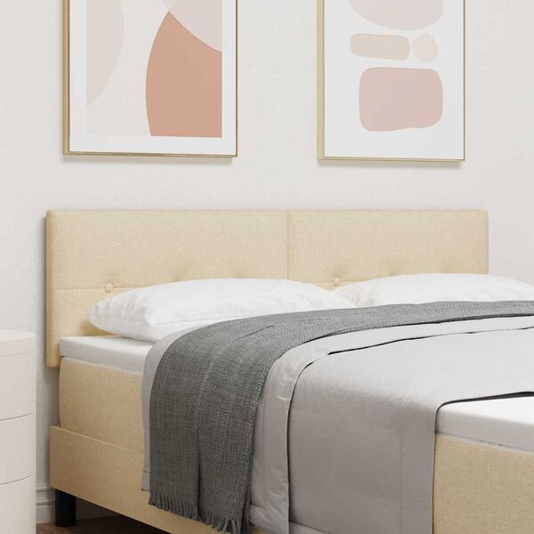 vidaXL Tăblie LED cu lumini cu bandă LED Manual Crem 144 cm Poliester