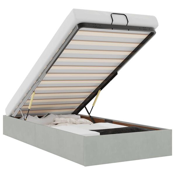 vidaXL Cadru pat otoman fără saltea Gri deschis 100x200 cm catifea