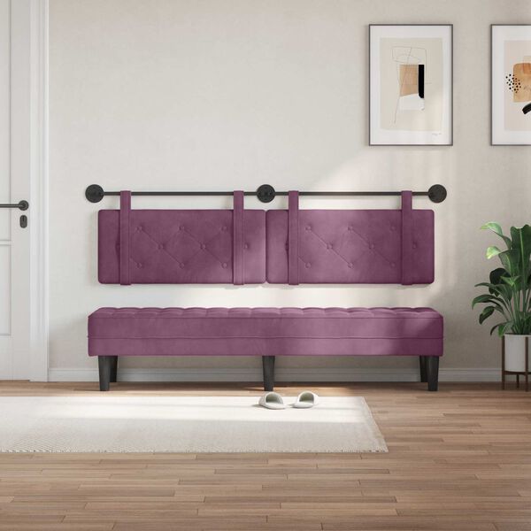 vidaXL Cap de pat suspendat Pe perete Violet 190 x 55 x 5 cm Catifea