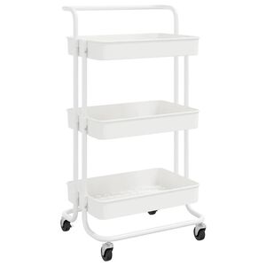 vidaXL Cărucior de bucătărie 3 niveluri alb 42x35x85 cm fier și ABS