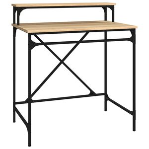 vidaXL Birou, stejar sonoma, 80x50x90 cm, lemn prelucrat și fier