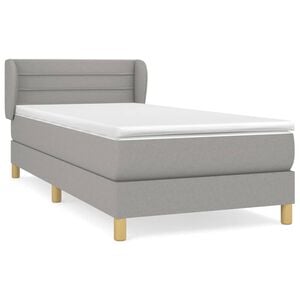 vidaXL Pat continental cu saltea, gri deschis, 80x200 cm, textil