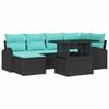 vidaXL Set de canapele pentru grădină 7 pcs Negru Rattan poli