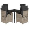 vidaXL Set mobilier de grădină cu perne, 5 piese, gri, poliratan