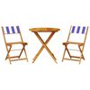 vidaXL Set mobilier bistro, 3 piese, textil albastru alb/lemn masiv