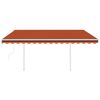 vidaXL Copertină retractabilă automat cu st&acirc;lpi, portocaliu&maro 4x3 m