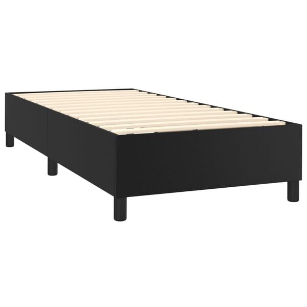 vidaXL Pat box spring cu saltea, negru, 90x200 cm, piele ecologică