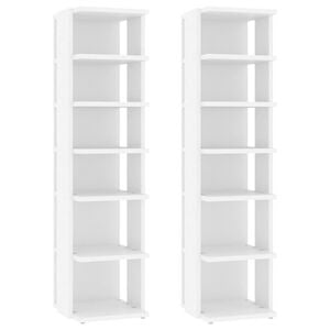 vidaXL Pantofare, 2 buc., alb, 27,5x27x102 cm, lemn compozit