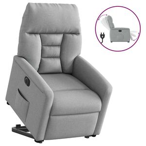 vidaXL Fotoliu electric rabatabil cu ridicare, gri deschis, textil