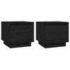 vidaXL Noptiere, 2 buc., negru, 35x34x32 cm, lemn masiv de pin