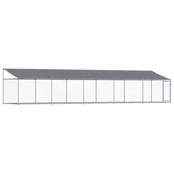 vidaXL Cușcă câini cu acoperiș și ușă, gri, 10x2x2 m, oțel galvanizat