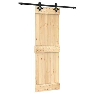 vidaXL Ușă glisantă Natural și Negru 70 x 210 cm Lemn de Pin Solid