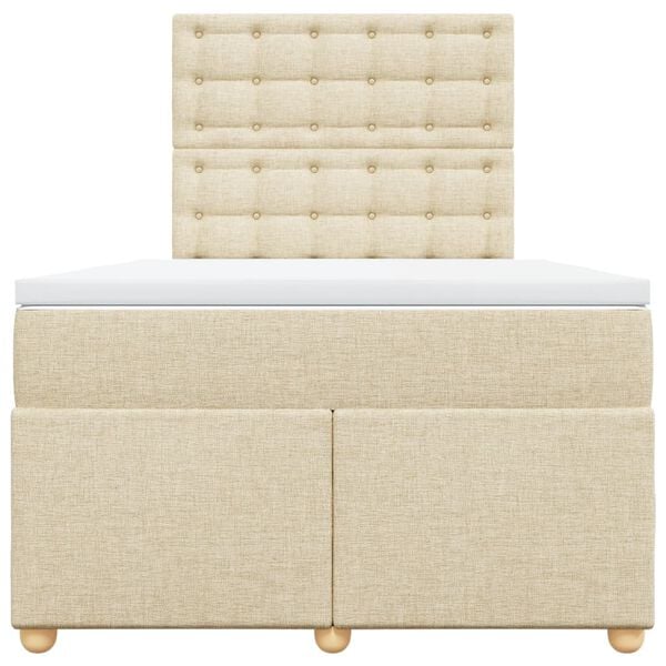 vidaXL Pat continental cu saltea, crem, 120x190 cm, textil