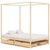vidaXL Cadru pat cu baldachin, 4 sertare, 140x200 cm, lemn masiv pin