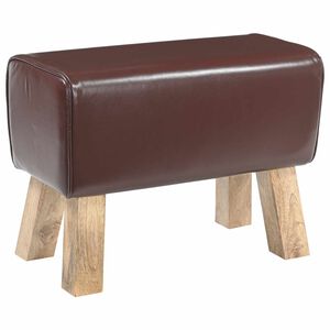 vidaXL bancă 60 x 30 x 45 cm Piele Naturală Maro &icirc;nchis