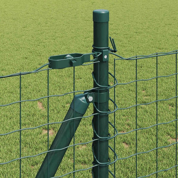 vidaXL Stâlpi de Gard Manual 7 pcs Verde Ø32mm 90 cm Oțel galvanizat