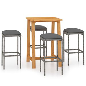 vidaXL Set mobilier de bar de grădină cu perne, 5 piese, gri