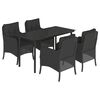 vidaXL Set mobilier de grădină cu perne, 5 piese, negru, poliratan