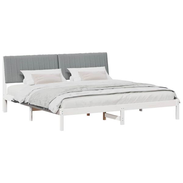 vidaXL Cadru de pat cu headboard Alb 200 x 200 cm Lemn de pin masiv