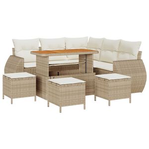 vidaXL Set de canapele pentru grădină 9 pcs Bej poliratan