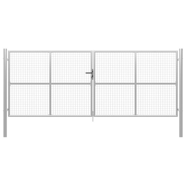 vidaXL Poartă de grădină din oțel galvanizat, 400x150 cm, argintiu