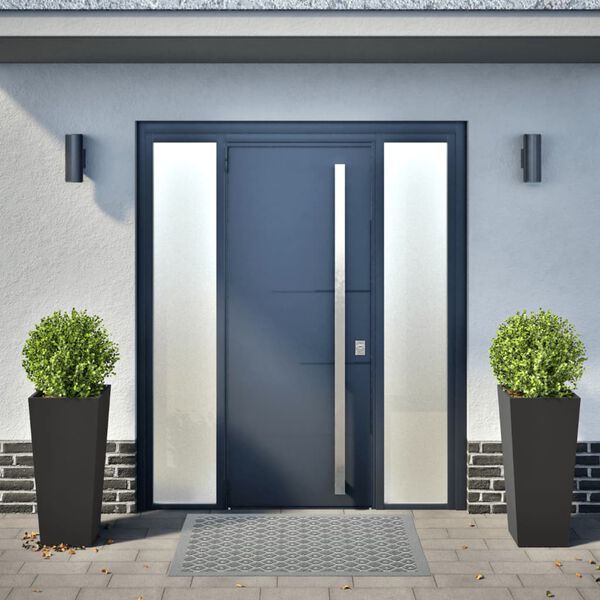 vidaXL Jardiniere de grădină, 2 buc., negru, 35x35x75 cm, oțel