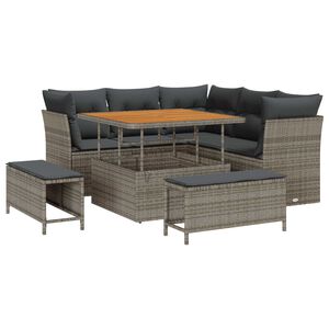 vidaXL Set de canapele pentru grădină 8 pcs Gri poliratan