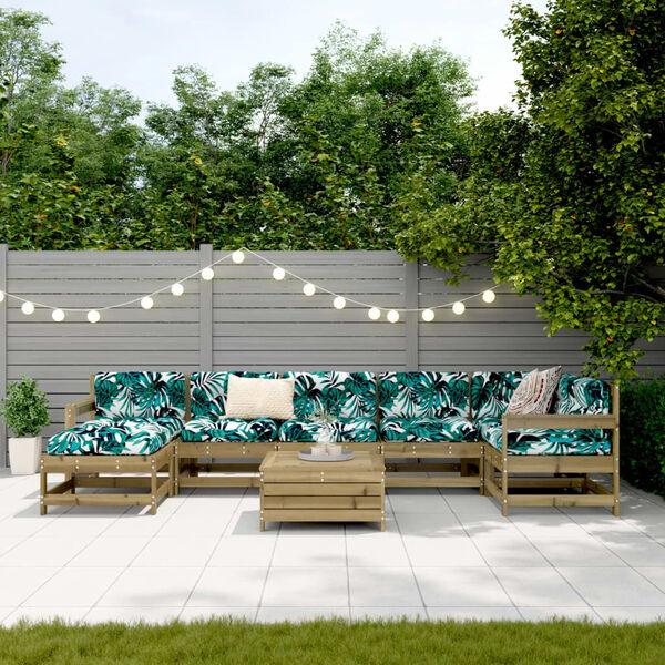 vidaXL Set canapea de grădină, 8 piese, lemn de pin tratat