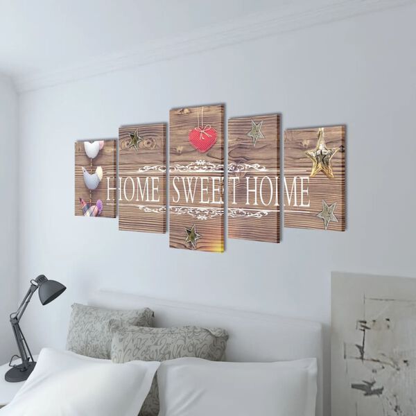 Set tablouri din p&acirc;nză cu imprimeu Home Sweet Home, 100 x 50 cm