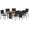 vidaXL Set de masă pentru grădină 7 buc. Negru poliratan