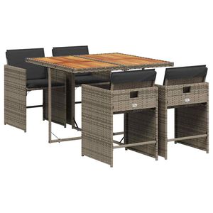 vidaXL Set mobilier de grădină cu perne, 5 piese, gri, poliratan