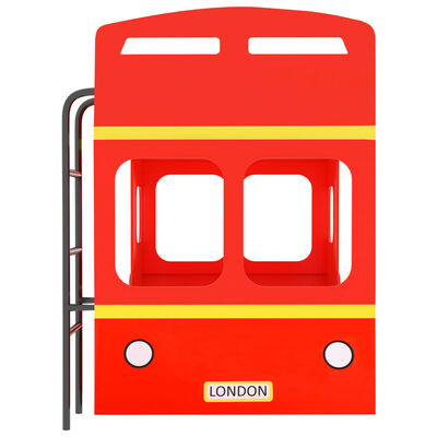 vidaXL Pat supraetajat, autobuz londonez, roșu, 90 x 200 cm, MDF