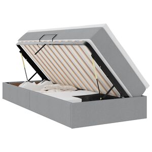 vidaXL Pat cu saltea și spațiu de depozitare Gri deschis 90 x 190 cm