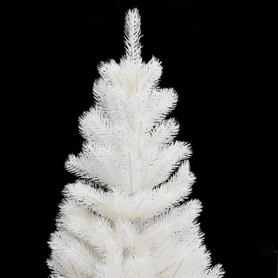 vidaXL Brad Crăciun pre-iluminat artificial, set globuri, alb, 90 cm
