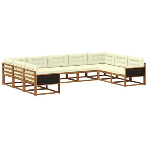 vidaXL Set de canapele de exterior cu pernă 9 pcs Natural și Crem