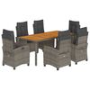 vidaXL Set mobilier de grădină cu perne, 7 piese, gri, poliratan
