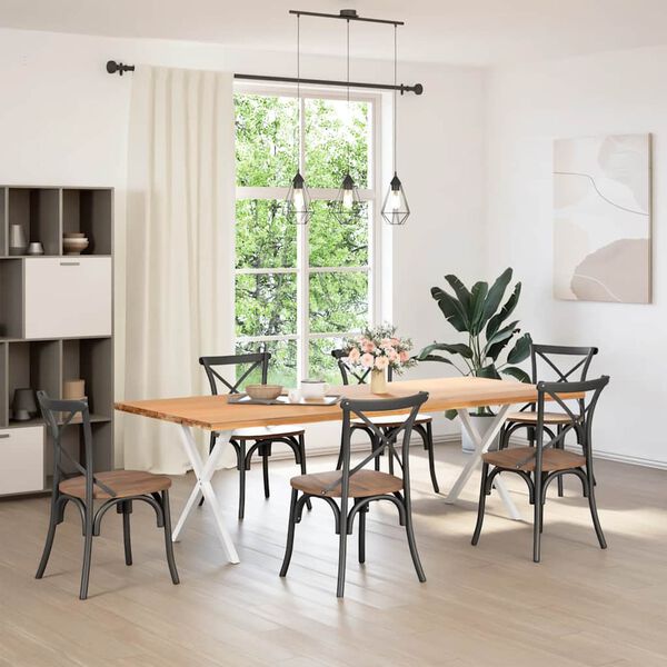 vidaXL Picioare de masă &icirc;n formă de X, 2 buc., alb, 80x(72-73) cm, oțel