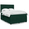 vidaXL Pat box spring cu saltea, verde &icirc;nchis, 140x190 cm, catifea