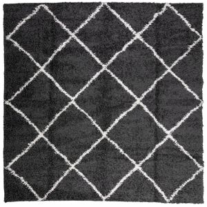 vidaXL Covor pufos "PAMPLONA" fire &icirc;nalte negru/crem modern 120x120 cm